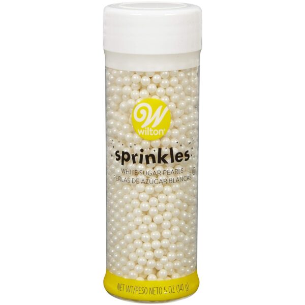 Wilton Perlas de azúcar, 4.97 oz, oro, no tóxicas y perlas de azúcar rosa, 5 onzas - Imagen 3